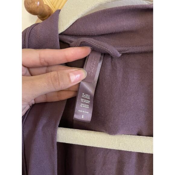 SKIMS Robe Women's Small Purple Knit Robe Pockets Open Front Cardigan Soft - Picture 3 of 10